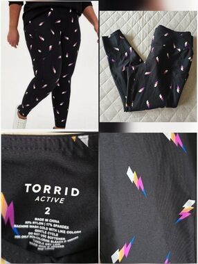 Torrid Active Leggings Lightning Bolts Size 2 NWOT